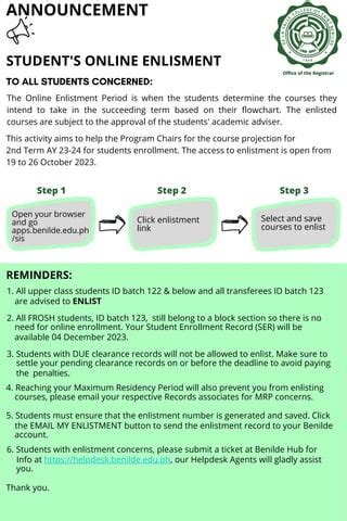 Online Enlistment Steps: .